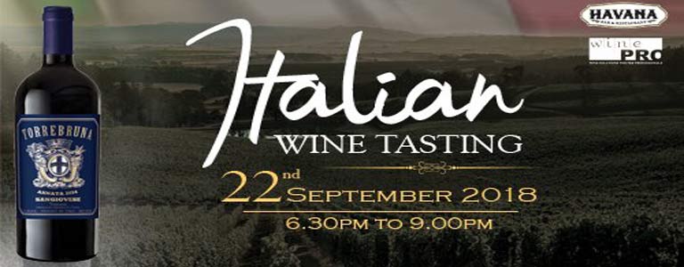 Italian Wine Tasting at Havana Bar & Terrazzo Restaurant