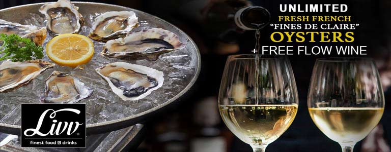 Unlimited Oysters & Free Flow Wine at Livv