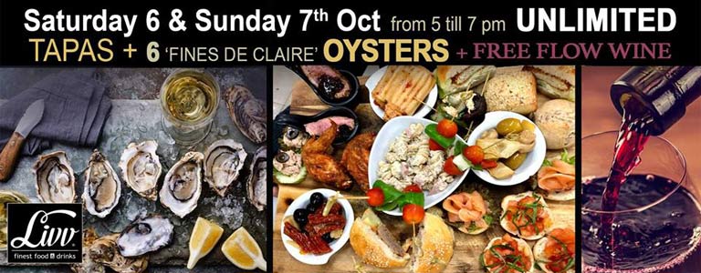 Unlimited Tapas, Oysters & Free Flow Wine at Livv