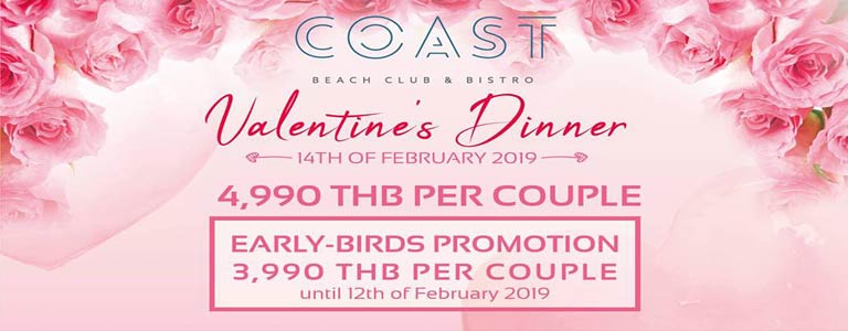 Valentine's Romantic Dinner at Coast Beach Club & Bistro